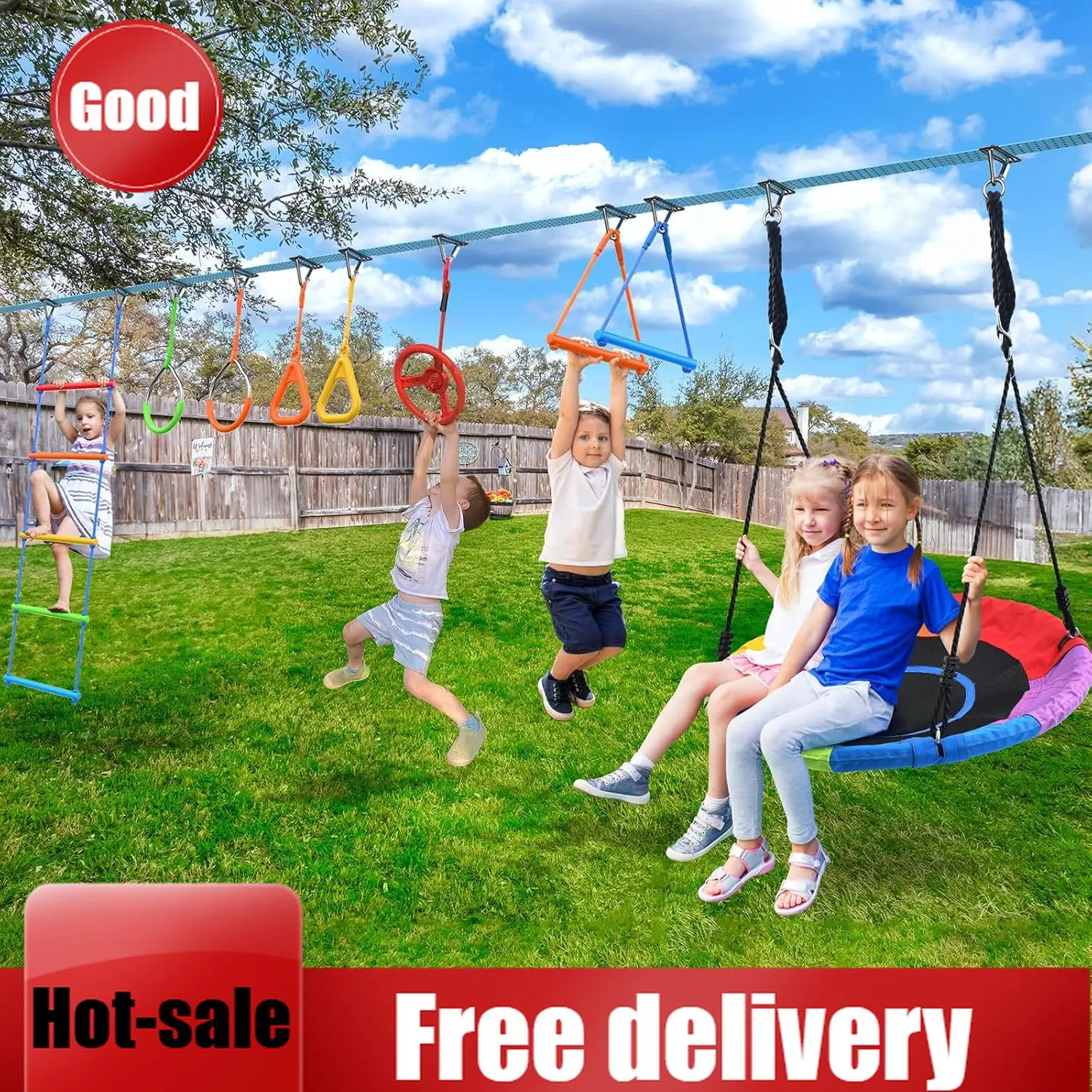 Kids Outdoor Ninja Playset - Activity priceHapfan 50 FT Ninja Warrior