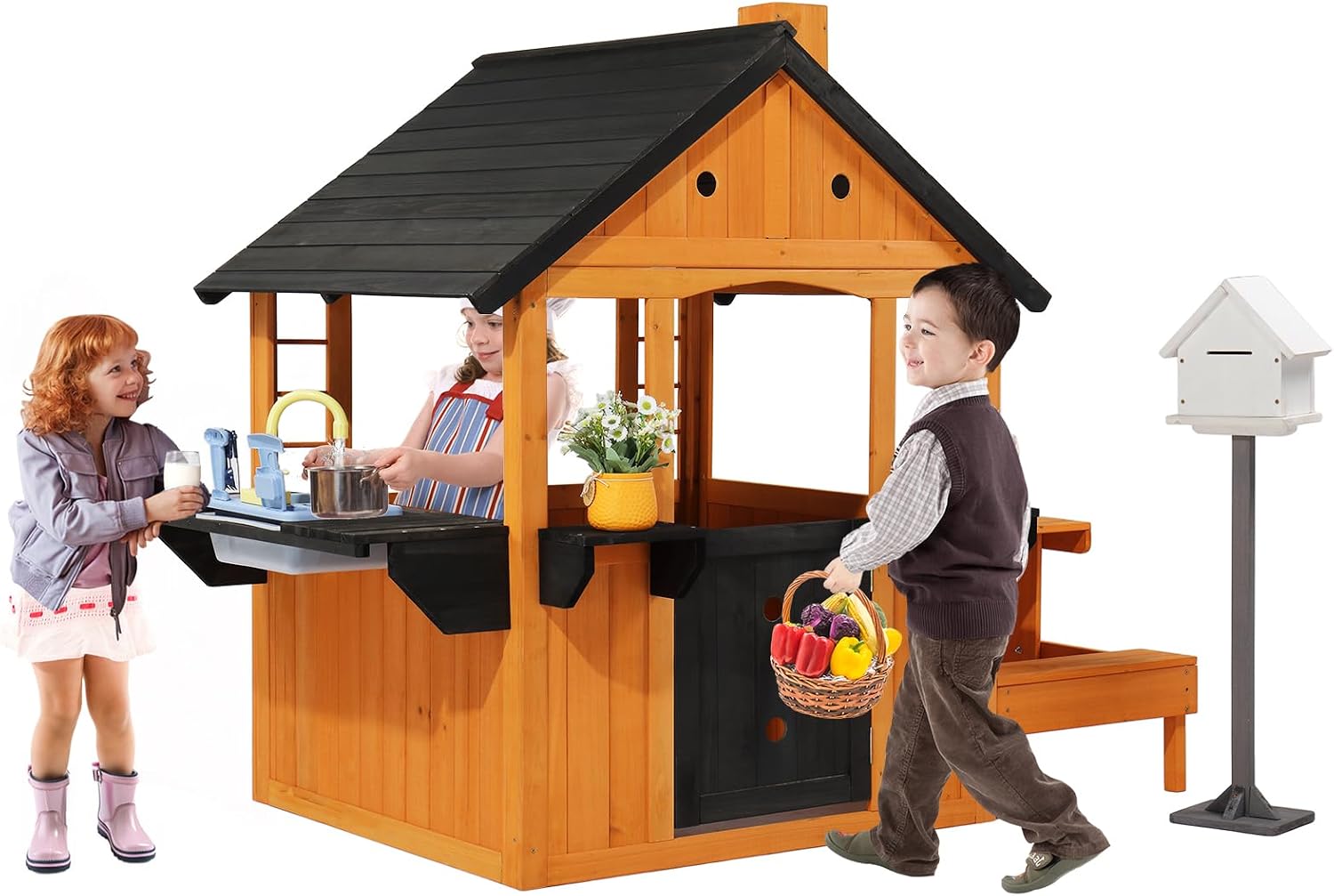 Kids Wooden Playhouse for Outd - огляд і ціна Kids Outdoor Sink