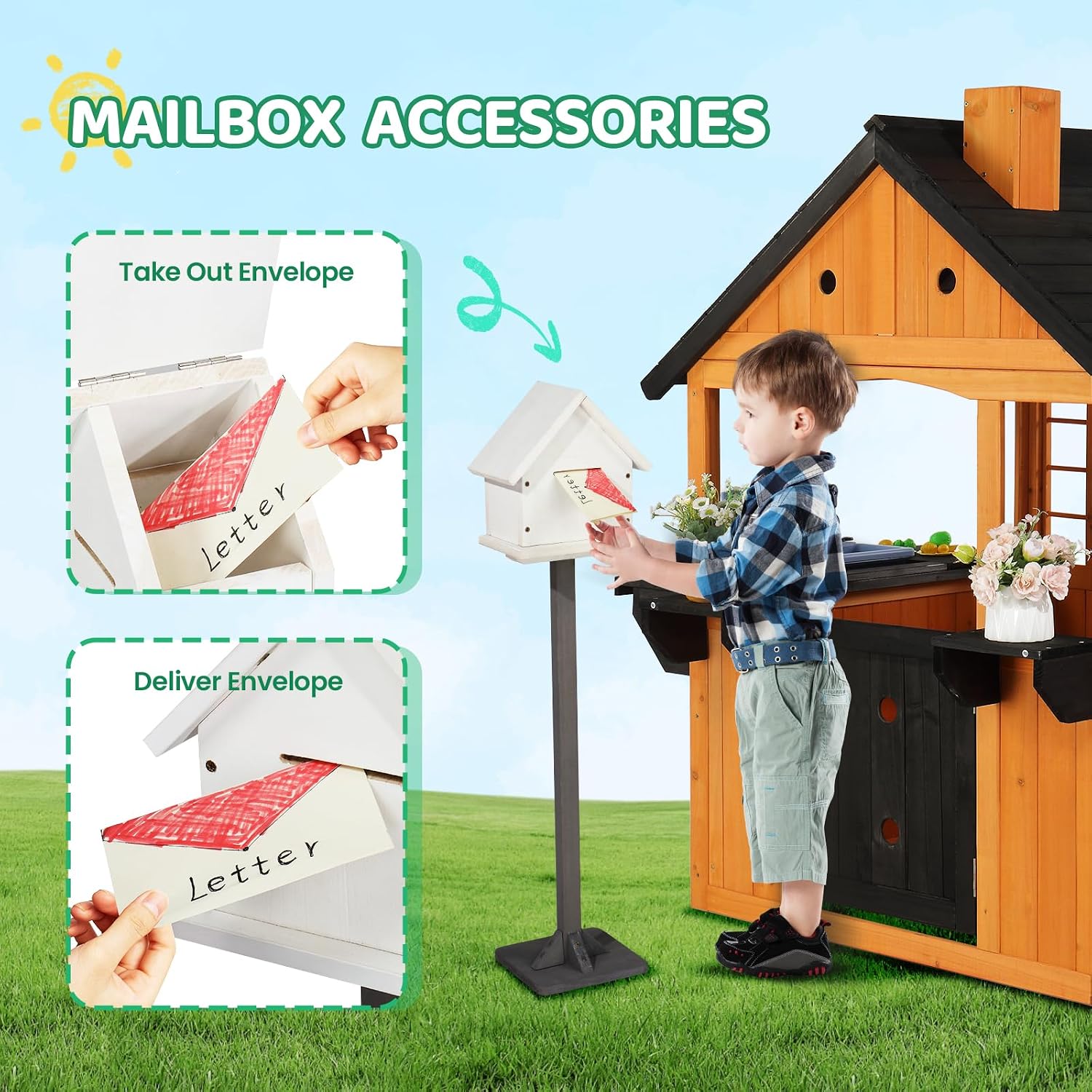 Kids Wooden Playhouse for Outd - огляд і ціна Kids Outdoor Sink
