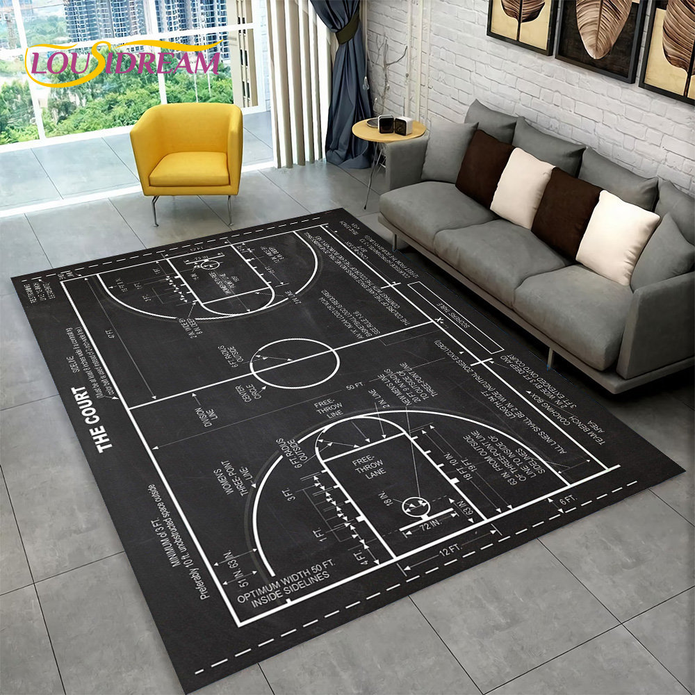3D Basketball Cour Cartoon Are - огляд і ціна Kids Outdoor Mat Waterproof